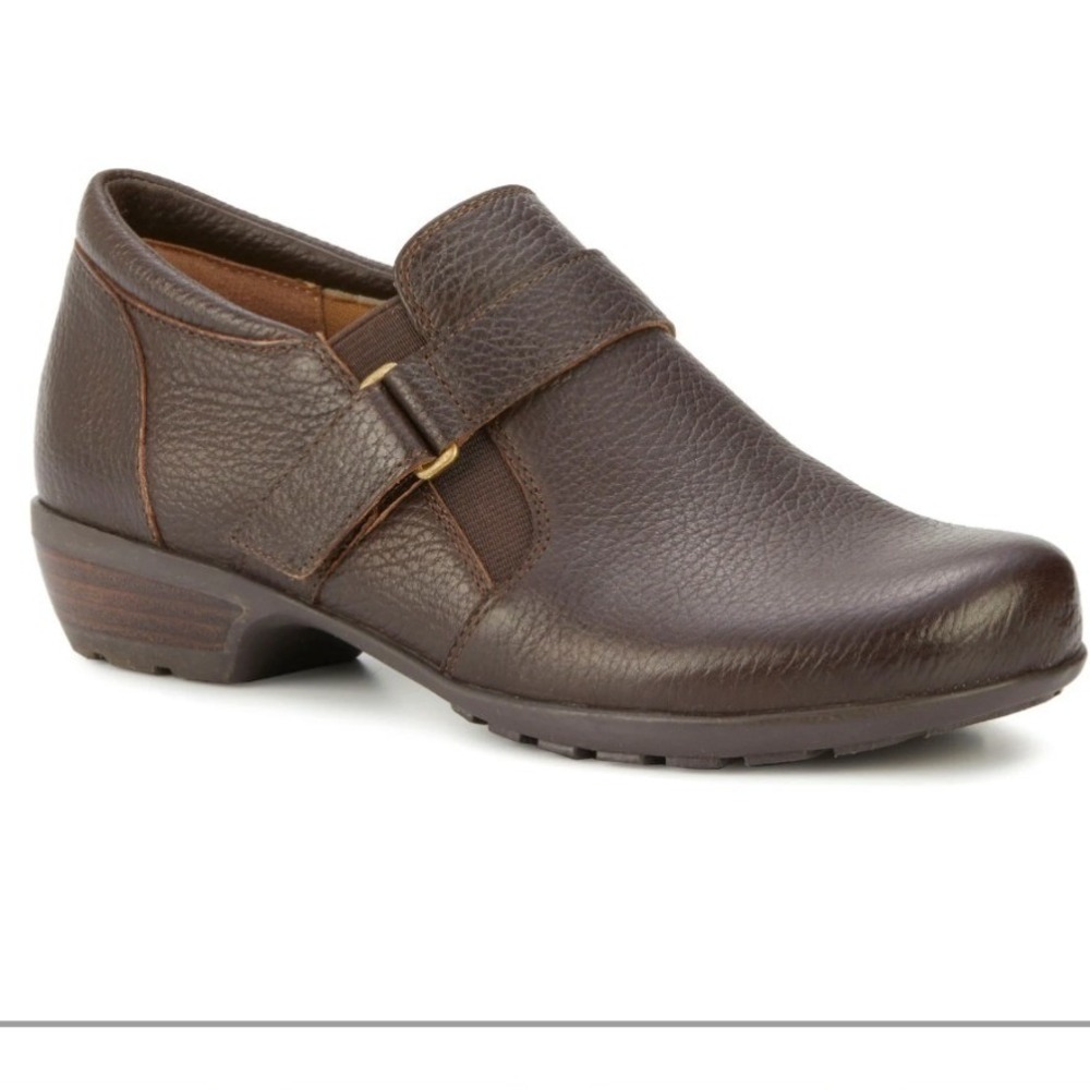 Ros Hommerson Eliot Brown Tumbled Leather Loafers Womens 8 Double Wide 75131
